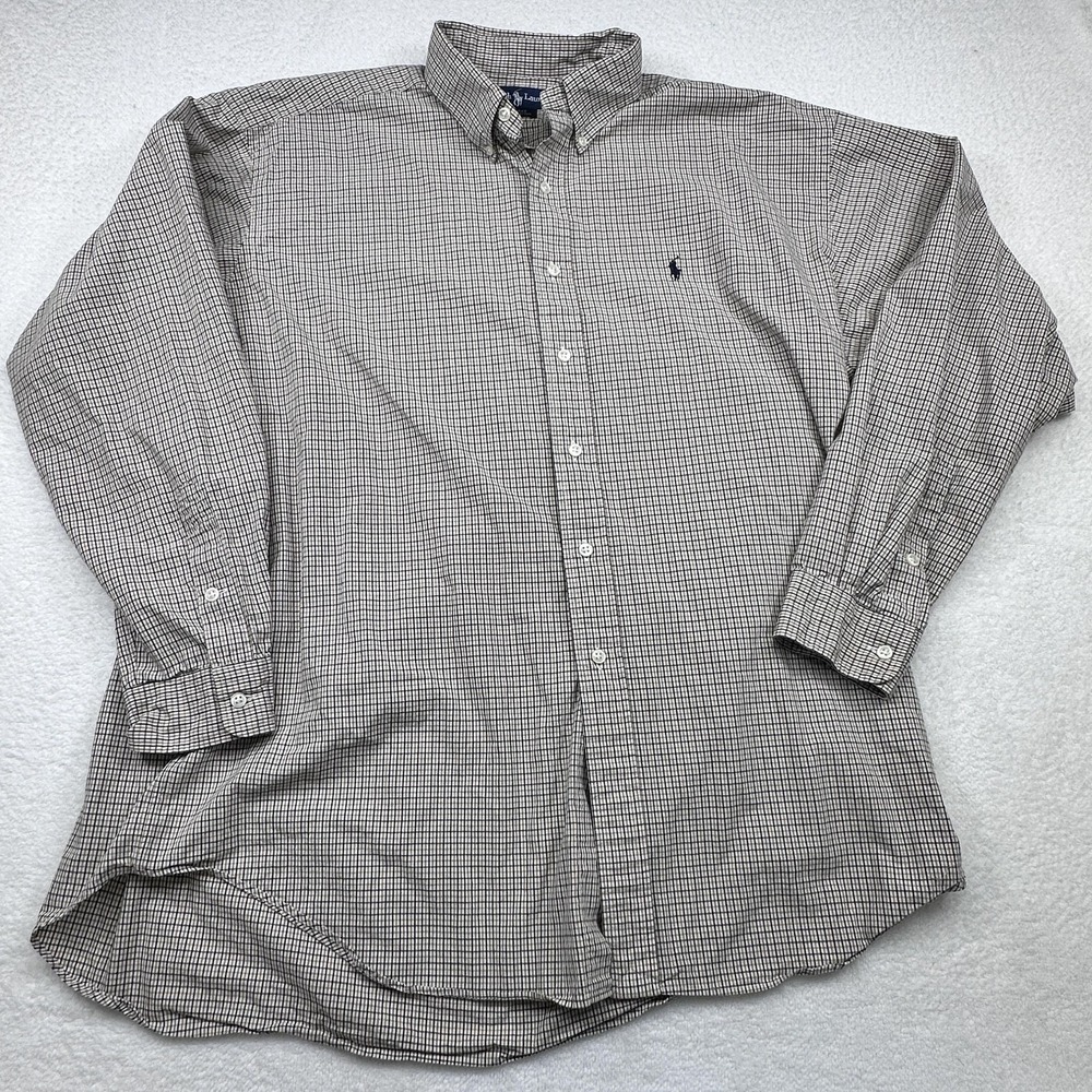 Ralph Lauren Shirt Mens XL Brown Check Blake Button Down Long Sleeve Cotton